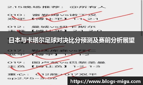 日本与卡塔尔足球对决比分预测及赛前分析展望